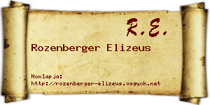 Rozenberger Elizeus névjegykártya